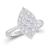 14kt White Gold Womens Princess Diamond Cluster Bridal Wedding Engagement Ring 1/4 Cttw