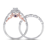 14kt Two-tone Gold Womens Round Diamond Lotus Bridal Wedding Ring Band Set 3/4 (Certified)