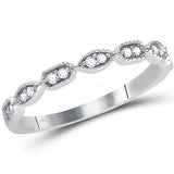 14kt White Gold Womens Round Diamond Geometric Stackable Band Ring 1/10 Cttw