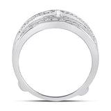 14kt White Gold Womens Round Diamond Wrap Ring Guard Enhancer 1/2 Cttw