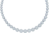 14kt White Gold Womens Round Diamond Cocktail Flower Cluster Necklace 14.00 Cttw