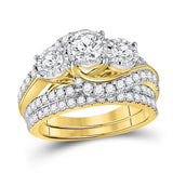 14kt Yellow Gold Womens Round Diamond Bridal Wedding Engagement Ring Band Set 2.00 Cttw (Certified)