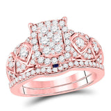 14kt Rose Gold Womens Round Diamond Vintage-inspired Bridal Wedding Engagement Ring Band Set 1.00 Cttw