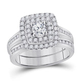 14kt White Gold Womens Round Diamond Bridal Wedding Engagement Ring Band Set 1.00 Cttw (Certified)