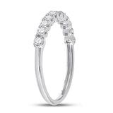 14kt White Gold Womens Round Diamond Classic Anniversary Band Ring 1/2 Cttw