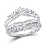 14kt White Gold Womens Round Diamond Modern Wrap Ring Guard Enhancer 3/4 Cttw
