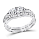 14kt White Gold Womens Round Diamond Bridal Wedding Engagement Ring Band Set 1.00 Cttw (Certified)