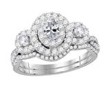 14kt White Gold Womens Oval Diamond Bridal Wedding Engagement Ring Band Set 1.00 Cttw (Certified)
