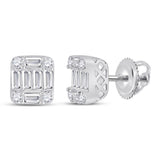 14kt White Gold Womens Round Diamond Fashion Cluster Earrings 5/8 Cttw