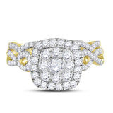 14kt Yellow Gold Womens Round Diamond Bridal Wedding Engagement Ring Band Set 1.00 Cttw (Certified)