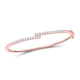 14kt Rose Gold Womens Round Diamond Bypass Bangle Bracelet 1.00 Cttw