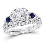 14kt White Gold Womens Princess Diamond Bridal Wedding Engagement Ring Band Set 1.00 Cttw (Certified)