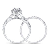 14kt White Gold Womens Pear Diamond Bridal Wedding Engagement Ring Band Set 1.00 Cttw (Certified)