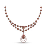 14kt Rose Gold Womens Round Brown Diamond Y-Shaped Teardrop Necklace 7.00 Cttw