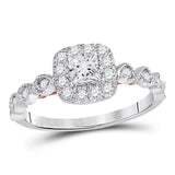 14kt Two-tone Gold Womens Princess Diamond Solitaire Bridal Wedding Engagement Ring 3/4 Cttw (Certified)