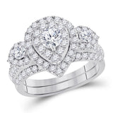 14kt White Gold Womens Round Diamond Bridal Wedding Engagement Ring Band Set 1-1/2 Cttw (Certified)