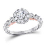 14kt Two-tone Gold Womens Round Diamond Solitaire Bridal Wedding Engagement Ring 3/4 Cttw (Certified)