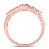 14kt Rose Gold Womens Round Diamond Modern Anniversary Band Ring 3/8 Cttw