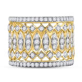 14kt Yellow Gold Womens Round Diamond Right Hand Cocktail Ring 1-3/8 Cttw