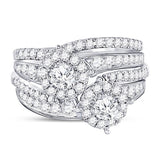 14kt White Gold Womens Round Diamond Bridal Wedding Engagement Ring Band Set 1-3/4 Cttw (Certified)