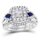14kt White Gold Womens Princess Diamond Bridal Wedding Engagement Ring Band Set 1.00 Cttw (Certified)