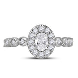 14kt Two-tone Gold Womens Oval Diamond Solitaire Bridal Wedding Engagement Ring 3/4 Cttw (Certified)