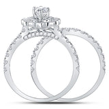 14kt White Gold Womens Marquise Diamond Bridal Wedding Engagement Ring Band Set 2.00 Cttw (Certified)