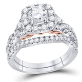 14kt Two-tone Gold Womens Round Diamond Bridal Wedding Engagement Ring Band Set 1-3/4 Cttw (Certified)