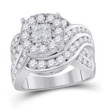 14kt White Gold Womens Princess Diamond Cluster Bridal Wedding Engagement Ring 2-1/2 Cttw