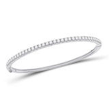 14kt White Gold Womens Round Diamond Classic Bangle Bracelet 2.00 Cttw