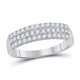 14kt White Gold Womens Round Diamond Classic Anniversary Ring 1/2 Cttw