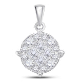 14kt White Gold Womens Princess Diamond Fashion Cluster Pendant 1/2 Cttw
