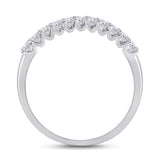 14kt White Gold Womens Round Diamond Contoured Triple Row Band Ring 1.00 Cttw