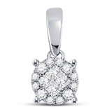 14kt White Gold Womens Princess Diamond Fashion Cluster Pendant 1/6 Cttw