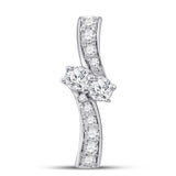 14kt White Gold Womens Round Diamond Bypass 2-stone Pendant 1/4 Cttw