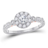 14kt Two-tone White Rose Gold Womens Round Diamond Solitaire Bridal Wedding Engagement Ring 3/4 Cttw (Certified)