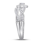 14kt White Gold Womens Round Diamond Bridal Wedding Engagement Ring Band Set 1/2 Cttw