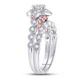 14kt Two-tone Gold Womens Round Diamond Bridal Wedding Engagement Ring Band Set 3/4 Cttw (Certified)
