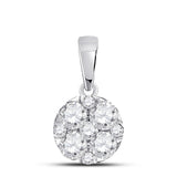 14kt White Gold Womens Round Diamond Fashion Cluster Pendant 1.00 Cttw