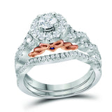 14kt Two-tone Gold Womens Round Diamond Bridal Wedding Engagement Ring Band Set 1.00 Cttw (Certified)