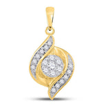 14kt Yellow Gold Womens Round Diamond Flower Cluster Pendant 1/5 Cttw