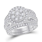 14kt White Gold Womens Round Diamond Bridal Wedding Engagement Ring Band Set 2.00 Cttw (Certified)