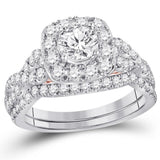 14kt Two-tone Gold Womens Round Diamond Bridal Wedding Engagement Ring Band Set 1-3/4 Cttw (Certified)