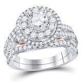 14kt Two-tone Gold Womens Round Diamond Bridal Wedding Engagement Ring Band Set 2.00  (Certified)