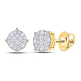 14kt Yellow Gold Womens Princess Diamond Fashion Cluster Earrings 2.00 Cttw