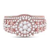 14kt Rose Gold Womens Round Diamond Bridal Wedding Engagement Ring Band Set 1.00 Cttw