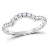 14kt White Gold Womens Round Diamond Wrap Ring Guard Enhancer 1/2 Cttw