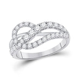 14kt White Gold Womens Round Diamond Crossover Band Ring 1.00 Cttw