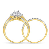 14kt Yellow Gold Womens Round Diamond Bridal Wedding Engagement Ring Band Set 1.00 Cttw (Certified)