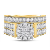 14kt Yellow Gold Womens Princess Diamond Bridal Wedding Engagement Ring Band Set 1-1/2 Cttw